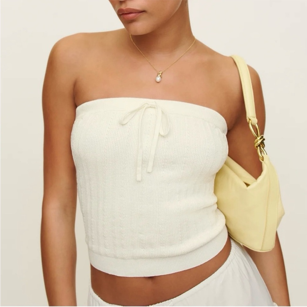 Reformation Strapless Knit Tube Top - Cream